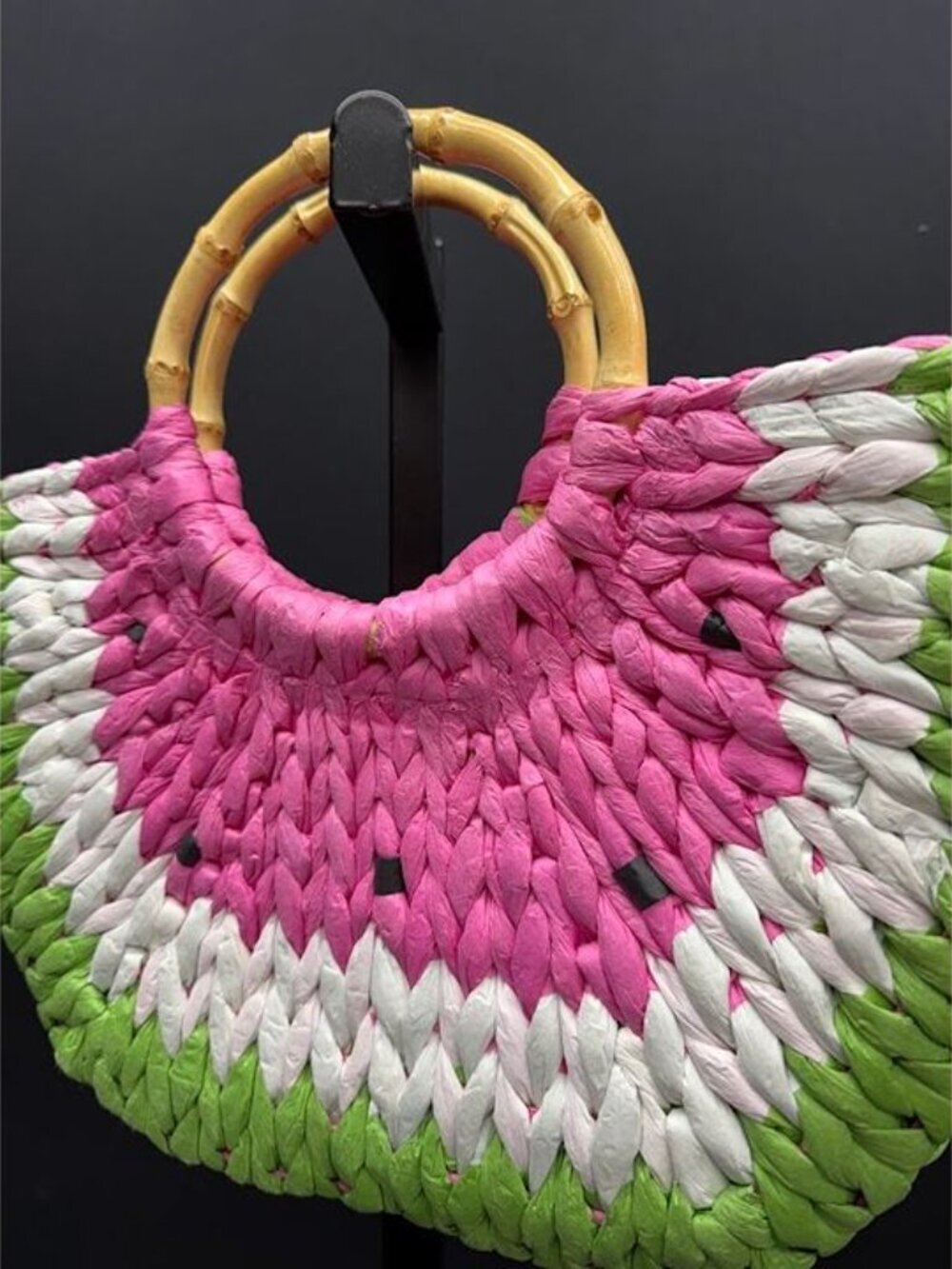 Watermelon Straw Beach Bag Purse - Picture 2 of 4